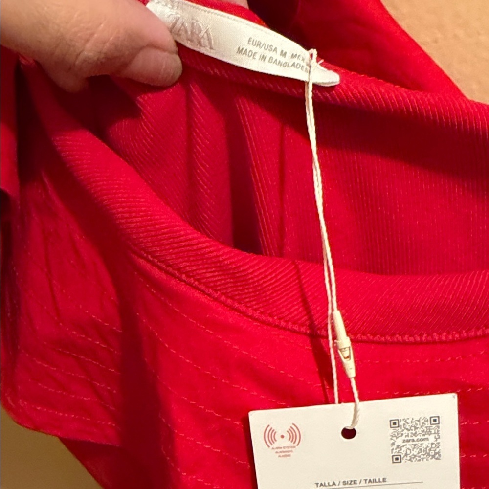 Zara Bright Red One-Shoulder Ruffle Top - Picture 2 of 3